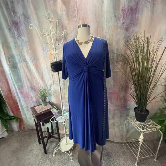 📌Jones New York Work-to- Weekend Soft Flowing Fabric Short Sleeves Midi Dress - Picture 6 of 16